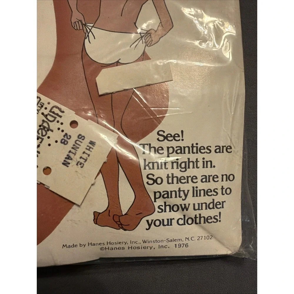 NWT Vintage Slenderalls Underalls PantyHose White Suntan Brief Legs Size C-D 80s